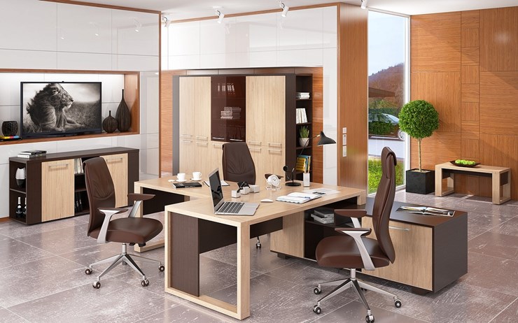 Кабинет руководителя ALTO с высоким шкафом для одежды, низким для документов и журнальным столиком в Перми - изображение 5