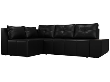 Угловой диван с оттоманкой Амадэус, Черный (экокожа) в Кунгуре