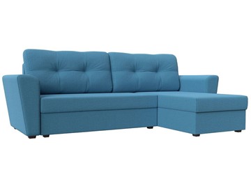 Угловой диван с оттоманкой Амстердам Лайт, Амур голубой (рогожка) в Перми - предосмотр