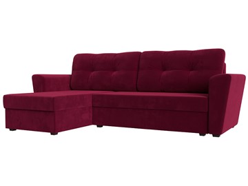 Угловой диван с оттоманкой Амстердам Лайт, Бордовый (микровельвет) в Перми