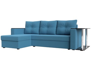 Угловой раскладной диван Атланта Лайт, Амур голубой (микровельвет) в Перми