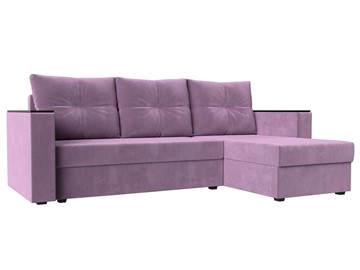 Угловой диван с оттоманкой Атланта Лайт Б/С, Сиреневый (Микровельвет) в Перми