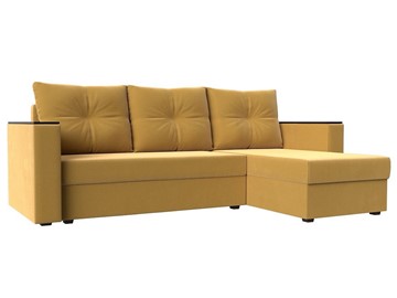 Угловой диван с оттоманкой Атланта Лайт Б/С, Желтый (Микровельвет) в Березниках