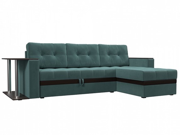 Угловой раскладной диван Атланта М, Бирюзовый (велюр) в Перми - изображение