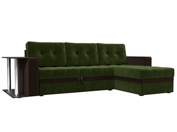 Угловой диван Атланта М, Зеленый/Коричневый (микровельвет) в Перми