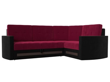 Угловой раскладной диван Белла, Бордовый/Черный (Микровельвет) в Перми