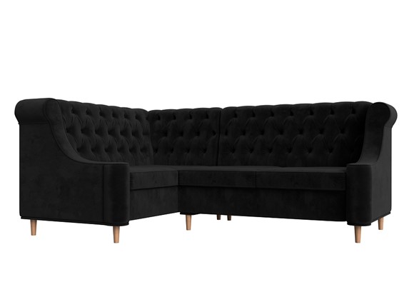 Угловой диван Бронкс, Черный (Велюр) в Перми - изображение