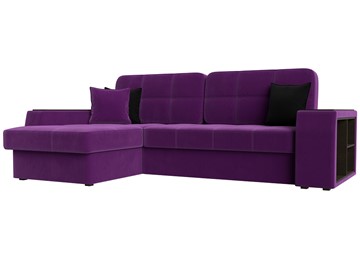 Угловой диван Брюссель, Фиолетовый/черный (вельвет) в Кунгуре