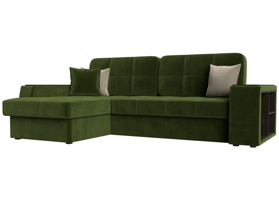 Угловой диван Брюссель, Зеленый/бежевый (вельвет) в Перми - изображение