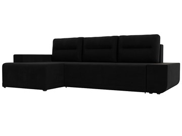 Угловой диван для гостиной Чикаго, Черный (микровельвет) в Перми