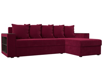 Угловой диван с оттоманкой Дубай Лайт, Бордовый (микровельвет) в Перми
