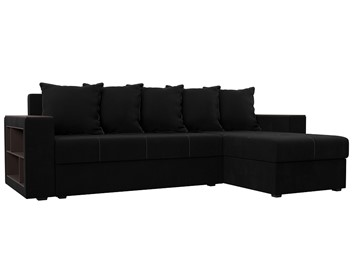 Угловой раскладной диван Дубай Лайт, Черный (микровельвет) в Перми