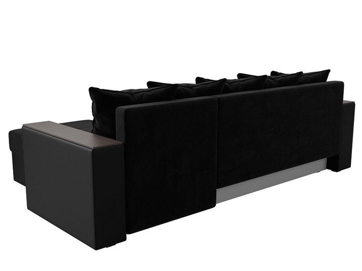 Угловой раскладной диван Дубай Лайт, Черный/Черный (велюр/экокожа) в Перми - изображение 7
