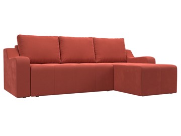 Угловой диван для гостиной Элида, Коралловый (микровельвет) в Перми - предосмотр