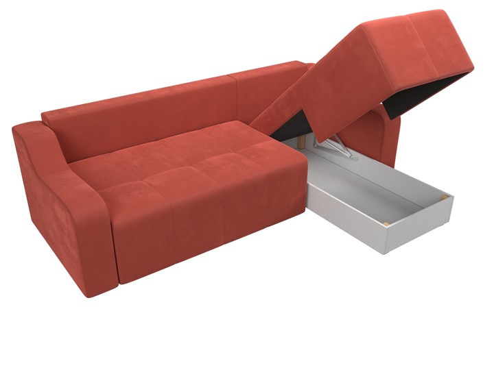 Угловой диван для гостиной Элида, Коралловый (микровельвет) в Чайковском - изображение 6