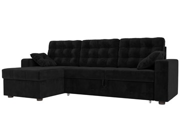 Угловой диван с оттоманкой Камелот, Черный (велюр) в Перми