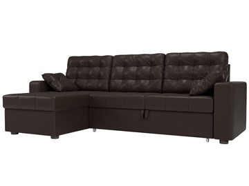 Угловой диван с оттоманкой Камелот, Коричневый (экокожа) в Перми - предосмотр