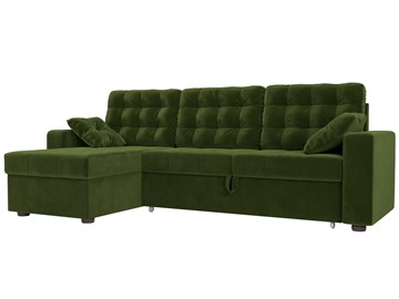 Угловой диван с оттоманкой Камелот, Зеленый (микровельвет) в Перми
