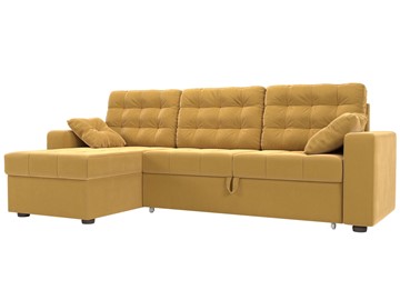 Угловой диван с оттоманкой Камелот, Желтый (микровельвет) в Березниках