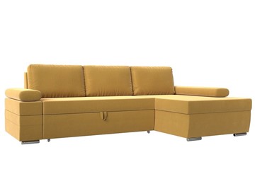 Угловой диван с оттоманкой Канкун, Желтый (микровельвет) НПБ в Перми