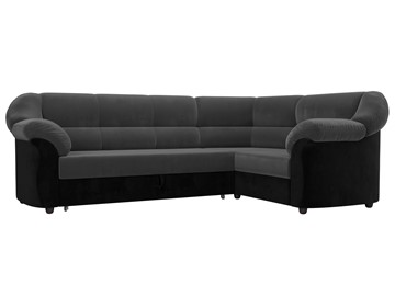 Угловой диван для гостиной Карнелла, Серый/Черный (велюр) в Перми