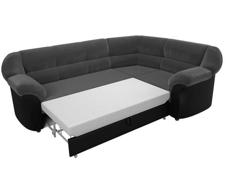 Большой угловой диван Карнелла, Серый/Черный (велюр/экокожа) в Перми - изображение 6