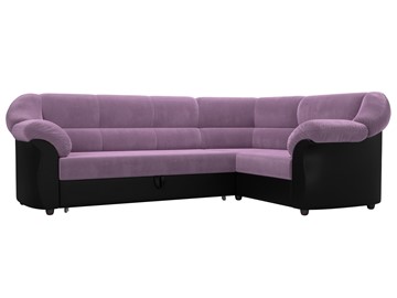 Угловой диван для гостиной Карнелла, Сиреневый/Черный (микровельвет/экокожа) в Перми