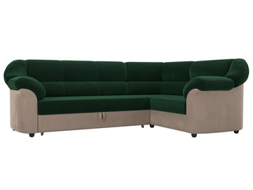 Угловой диван для гостиной Карнелла, Зеленый/Бежевый (велюр) в Перми