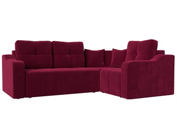 Угловой диван для гостиной Кембридж, Бордовый (микровельвет) в Перми - предосмотр