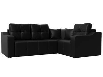 Угловой диван для гостиной Кембридж, Черный (экокожа) в Перми - предосмотр