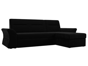 Угловой диван с оттоманкой Клайд, Черный (микровельвет) в Перми