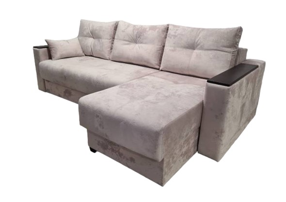 Угловой диван Комфорт 3 НПБ подлокотники МДФ, с оттоманкой в Чайковском - изображение
