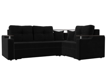 Угловой диван для гостиной Комфорт, Черный (микровельвет) в Перми