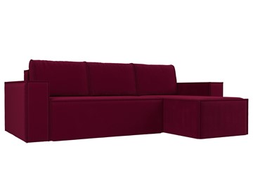 Угловой диван с оттоманкой Куба, Бордовый (микровельвет) в Перми - предосмотр