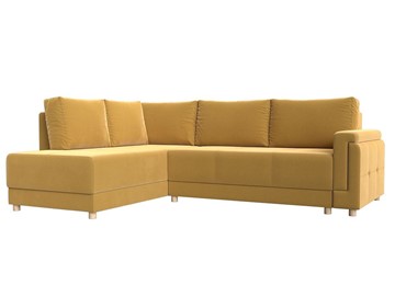 Угловой раскладной диван Лига-024, Желтый (Микровельвет) в Перми
