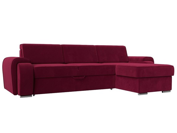 Угловой раскладной диван Лига-025, Бордовый (Микровельвет) в Березниках - изображение