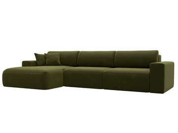 Угловой диван Лига-036 Классик лонг, Зеленый (Микровельвет) в Перми