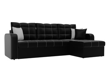 Угловой диван с оттоманкой Ливерпуль, Черный (экокожа) в Перми - предосмотр