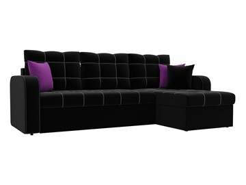 Угловой диван с оттоманкой Ливерпуль, Черный (микровельвет) в Перми