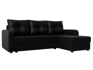Угловой диван с оттоманкой Ливерпуль Лайт, Черный (Экокожа) в Перми - предосмотр