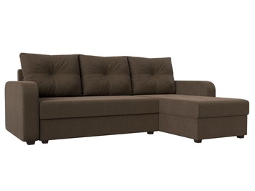 Угловой диван с оттоманкой Ливерпуль Лайт, Коричневый (Рогожка) в Перми - предосмотр