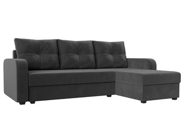 Угловой диван с оттоманкой Ливерпуль Лайт, Серый (Велюр) в Перми - предосмотр