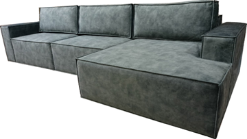 Угловой диван с оттоманкой Лофт 357х159х93 (Ремни/Еврокнижка) в Перми - предосмотр 4