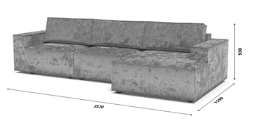 Угловой диван с оттоманкой Лофт 357х159х93 (Ремни/Еврокнижка) в Перми - предосмотр 8