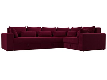 Угловой раскладной диван Майами long, Бордовый (микровельвет) в Перми