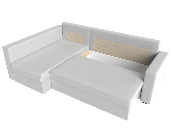 Угловой раскладной диван Мансберг, Белый (Экокожа) в Соликамске - изображение 1