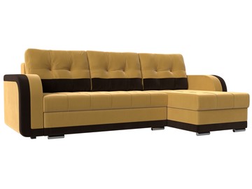 Угловой диван с оттоманкой Марсель, Желтый/Коричневый (микровельвет) в Перми