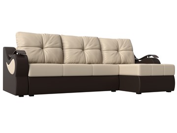Угловой диван Меркурий, Бежевый/коричневый (экокожа) в Перми - предосмотр