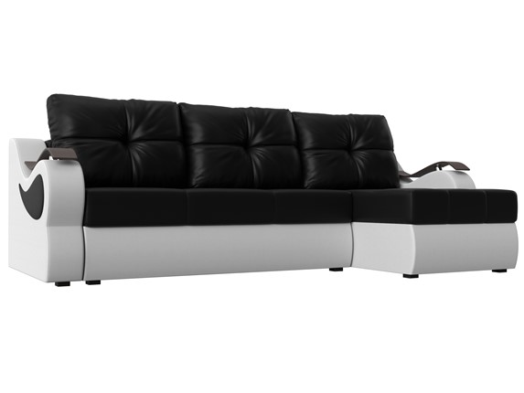 Угловой диван Меркурий, Черный/белый (экокожа) в Перми - изображение