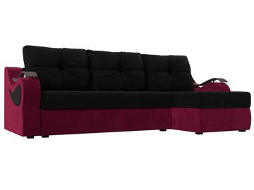 Угловой раскладной диван Меркурий, Черный/Бордовый (микровельвет) в Перми